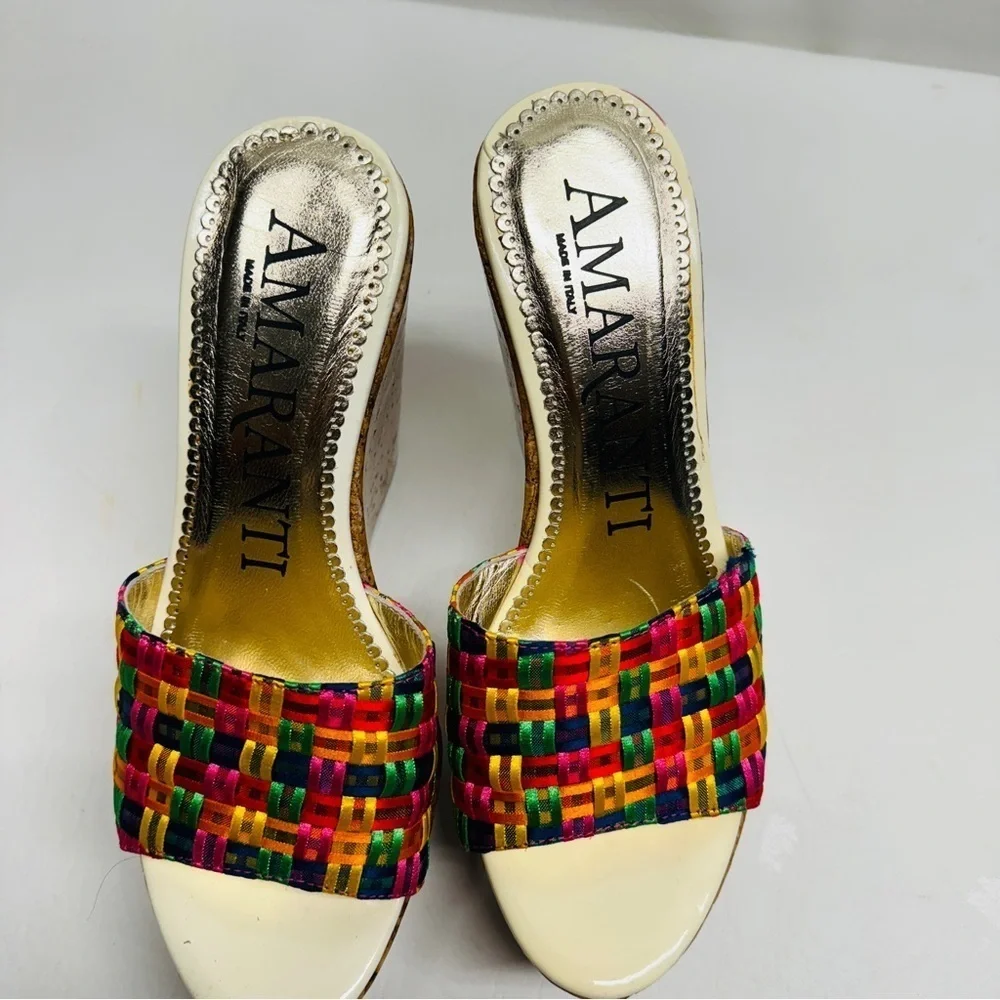 AMARANTI Made in Italy platforms sandals size 38 USA size 7.5/8 multi color